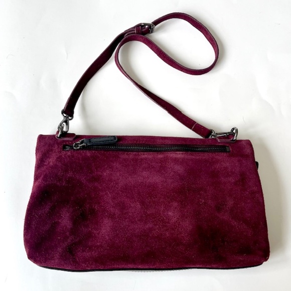 Sondra Roberts Purple Suede and Black Leather Crossbody/ Handbag - Picture 4 of 9